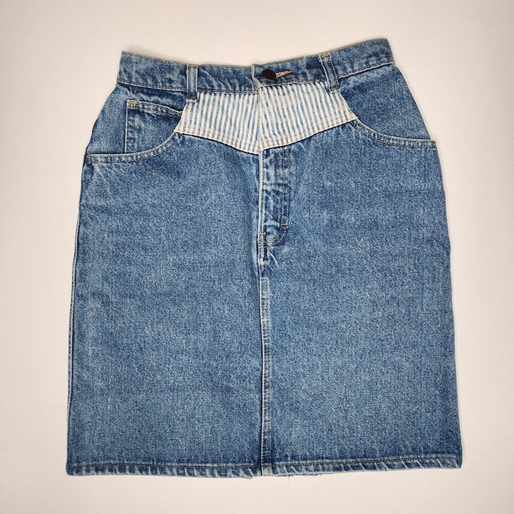 Vintage 80's Striped Denim Skirt Women's Small